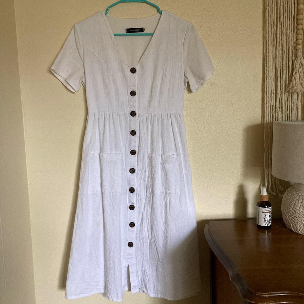 white button down dress